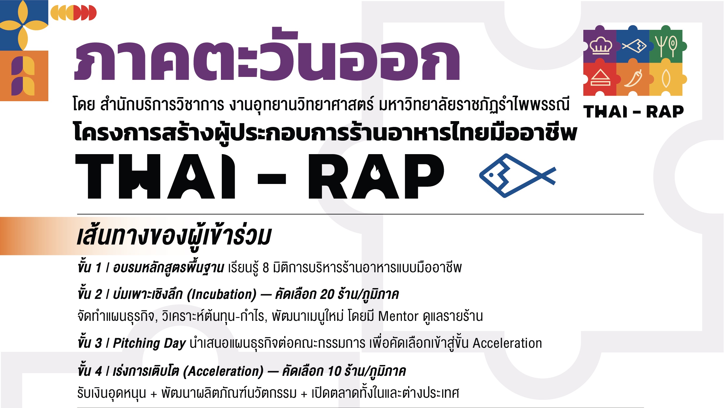 เปิดรับสมัครผู้ประกอบการร้านอาหาร/ธุรกิจอาหาร เข้าร่วมโครงการ THAI-RAP