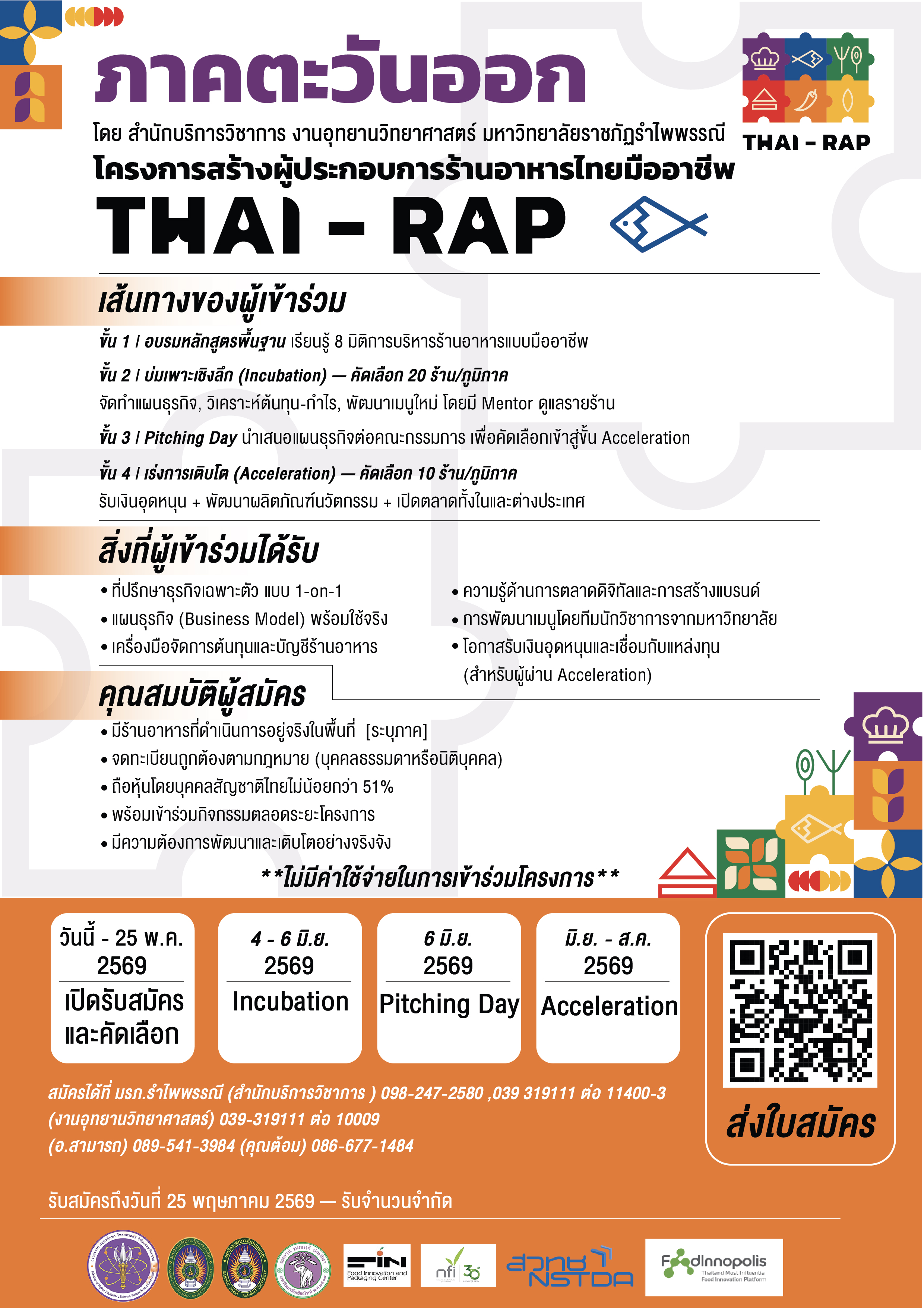 เปิดรับสมัครผู้ประกอบการร้านอาหาร/ธุรกิจอาหาร เข้าร่วมโครงการ THAI-RAP
