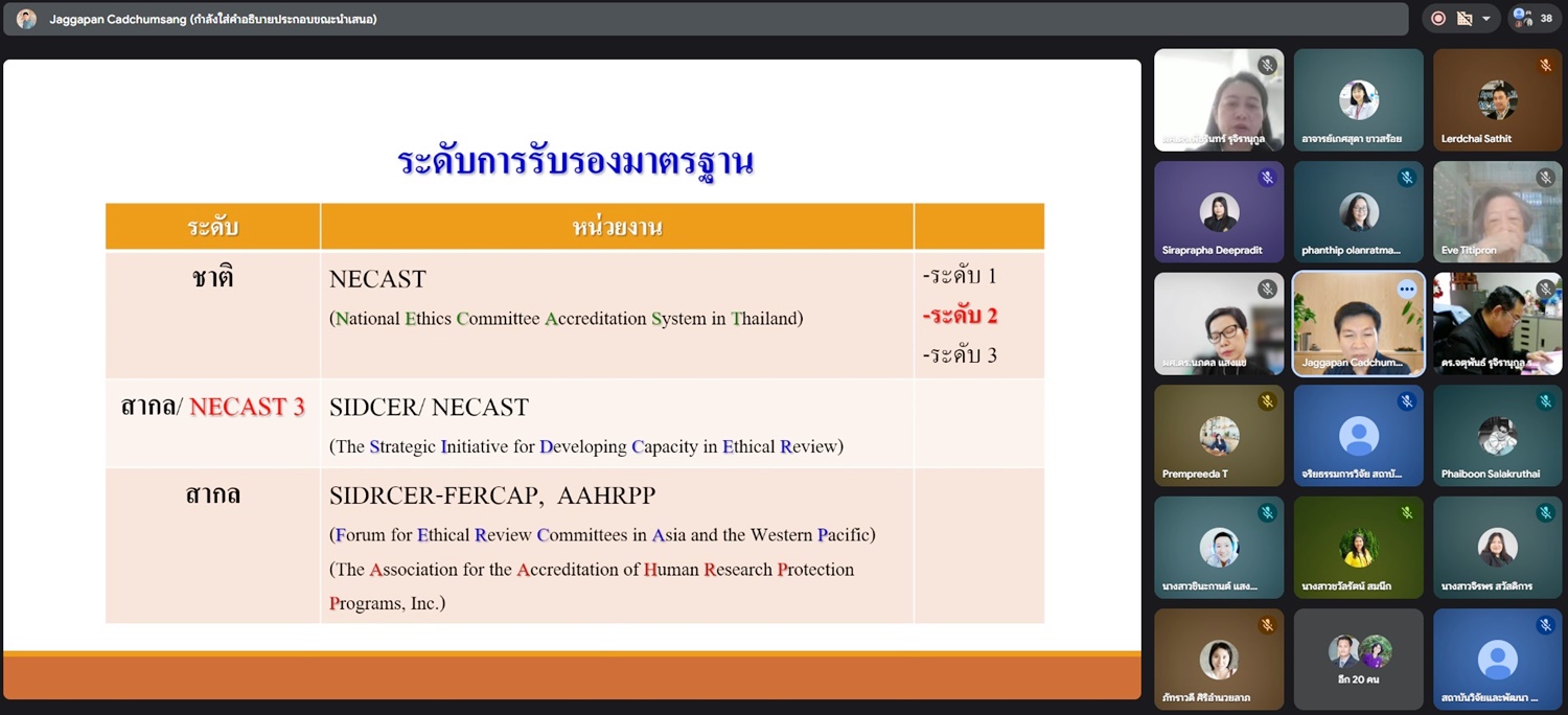 โครงการจัดการความรู้ เรื่อง แนวปฏิบัติเพื่อการเตรียมความพร้อมรองรับการประเมิน “ระบบรับรองคุณภาพคณะกรรมการจริยธรรมการวิจัยในมนุษย์” (NECAST) ประจำปีงบประมาณ พ.ศ.2569